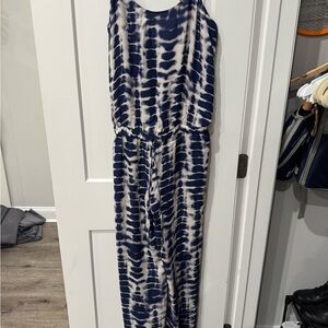 Haute Hippie Blue and White Patterned Jumpsuit